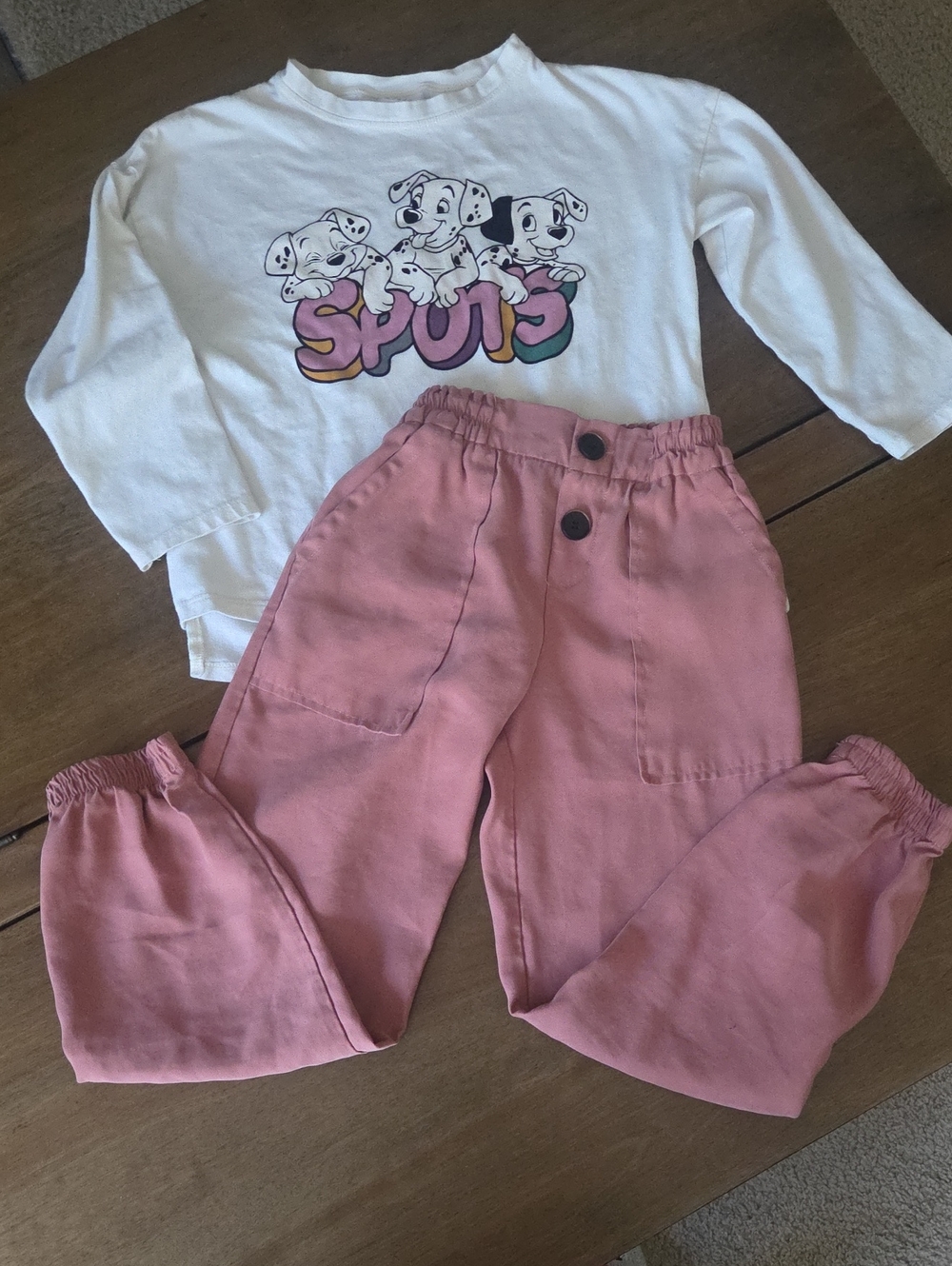 Zara Pink Kids Jogger Set with 101 Dalmatians Sweatshirt